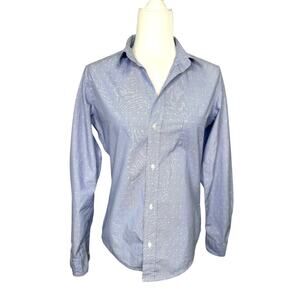 Frank & Elieen Barry Blue Pinstripe Stars Crinkle Button Up Shirt